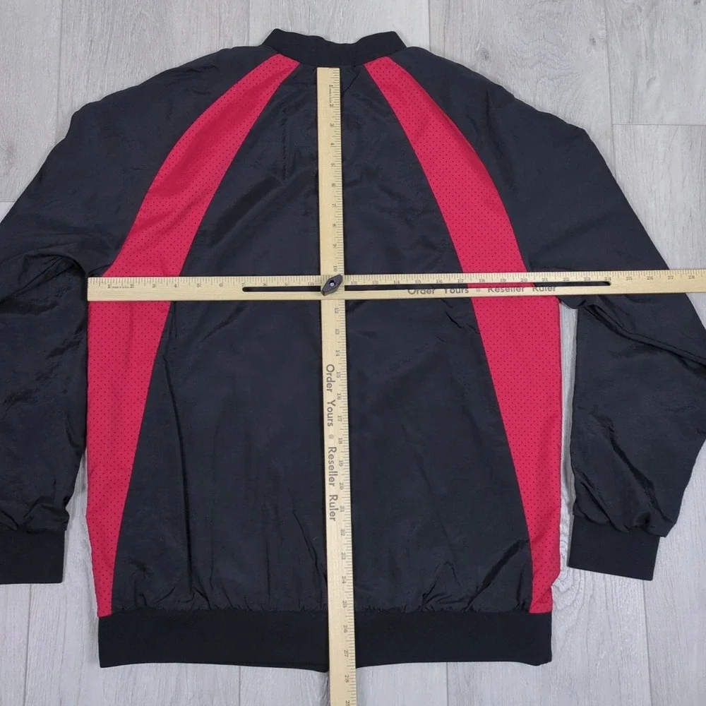 Jordan Track Jacket Mens Large Black Red Windbreaker Full Zip Pockets Mesh Panel